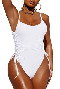 Pink Queen Women's High Leg Ruched Monokini Swimsuit
