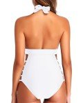 White Plunge V Neck One Piece Swimsuit for Women