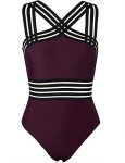 Fuchsia High Neck One Piece Swimsuit for Women