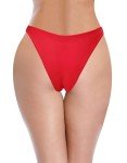 SHEKINI Women's High Cut Brazilian Bikini Bottom - Rose Red