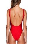 MNLYBABY Women's Red Backless One-Piece Swimsuit
