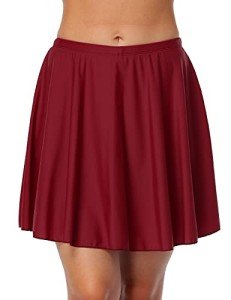 Coastal Rose High Waisted Wine Red Swim Skirt