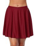 Coastal Rose High Waisted Wine Red Swim Skirt
