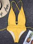 Stylish Yellow V-Neck High-Waisted Bikini Set