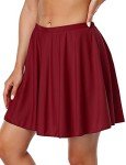 Coastal Rose High Waisted Wine Red Swim Skirt