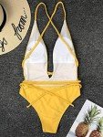 Stylish Yellow V-Neck High-Waisted Bikini Set