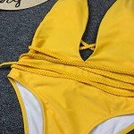 Stylish Yellow V-Neck High-Waisted Bikini Set