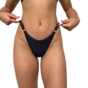 Sculpting Ribbed Black Bikini Set for Women