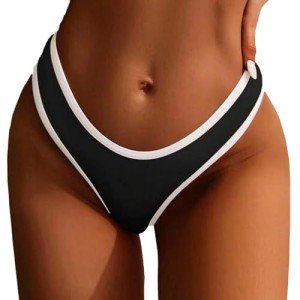 Color Block Low Rise Bikini Bottoms for Women