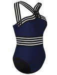 Mycoco Women's High Neck Cross-Strap Monokini - Navy