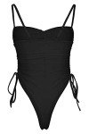 Black Ruched High Leg Cut-Out Monokini for Women