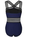 Mycoco Women's High Neck Cross-Strap Monokini - Navy