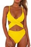 Chyrii Women's Plunging Cut-Out Yellow Monokini