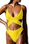Chyrii Women's Plunging Cut-Out Yellow Monokini
