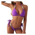 Purple High Cut Two-Piece Swimsuit Set