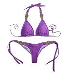 Purple High Cut Two-Piece Swimsuit Set