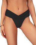 AFOLIRY Women's V Cut Cheeky Bikini Bottoms - Black