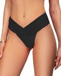 AFOLIRY Women's V Cut Cheeky Bikini Bottoms - Black