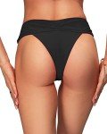 AFOLIRY Women's V Cut Cheeky Bikini Bottoms - Black