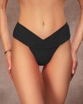 AFOLIRY Women's V Cut Cheeky Bikini Bottoms - Black
