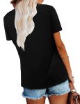 BETTE BOUTIK Solid Blouse Loose Short Sleeve Blouse for Women Casual V-Neck Blouses（Black，XX-Large）