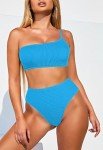 Sky Blue One Shoulder High Waisted Bikini Set