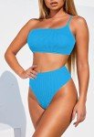 Sky Blue One Shoulder High Waisted Bikini Set