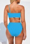 Sky Blue One Shoulder High Waisted Bikini Set