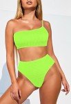 Light Green One Shoulder High Waisted Bikini Set