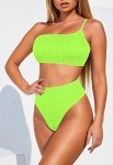 Light Green One Shoulder High Waisted Bikini Set