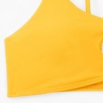 Brown V Neck Knot Front Bikini Set for Women