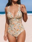 CUPSHE Women's Deep V One Piece Swimsuit - Floral