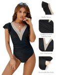 Blooming Jelly Women's Vintage Ruffle Tummy Control Swimsuit