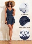 Ribbed Modest Swimdress with Tummy Control - Blue