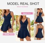Ribbed Modest Swimdress with Tummy Control - Blue