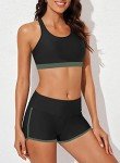 Athletic 3-Piece Tummy Control Tankini Set - Green