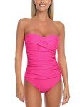 Neon Rose Tummy Control Strapless One-Piece Swimsuit