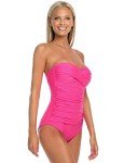 Neon Rose Tummy Control Strapless One-Piece Swimsuit