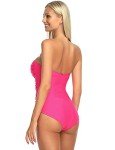 Neon Rose Tummy Control Strapless One-Piece Swimsuit