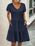 Hotouch Women's Summer Ruffled V-Neck Dress with Pockets