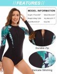 Women's Long Sleeve Zipper Front One Piece Swimsuit