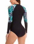 Women's Long Sleeve Zipper Front One Piece Swimsuit