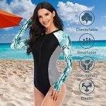 FEOYA Women's Color Block Rash Guard Swimsuit