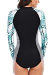 FEOYA Women's Color Block Rash Guard Swimsuit