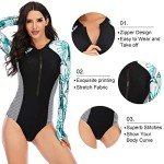 FEOYA Women's Color Block Rash Guard Swimsuit