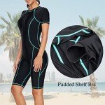 FEOYA Women's Printed Short Sleeve Swim Shirt