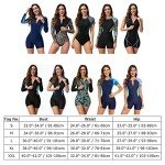 OBEEII Women's Floral Short Sleeve Swimsuit