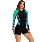 Women's Long Sleeve Zippered Swimsuit – UV Protection