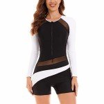 Women's Long Sleeve Boyleg Rash Guard Swimsuit