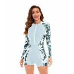 Long Sleeve Womens Rash Guard One Piece Swimsuit